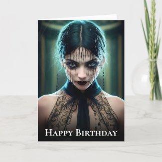 Ethereal Ominous Emerald Beauty Birthday Card