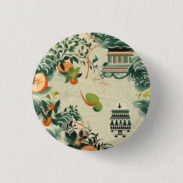 Ethereal orange pattern with Zen temples 3 Cm Round Badge (Front)