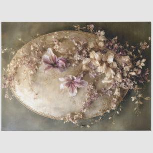 Ethereal Ornamental Oval and Floral Botanical  Tissue Paper