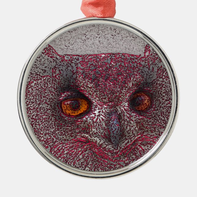 Ethereal Owl Metal Tree Decoration (Front)