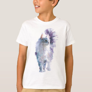 Ethereal Pastel Watercolor Fluffy Persian Cat Kids T-Shirt