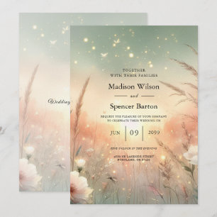 Ethereal Pastel Wildflower Field Wedding Invitation
