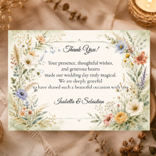 Ethereal Pastel Wildflower Romance Wedding Thank You Card