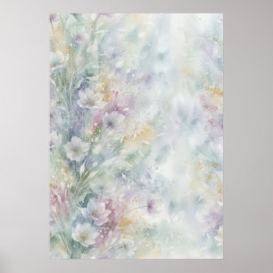 Ethereal Pastel Wildflower Watercolor Garden Art Poster