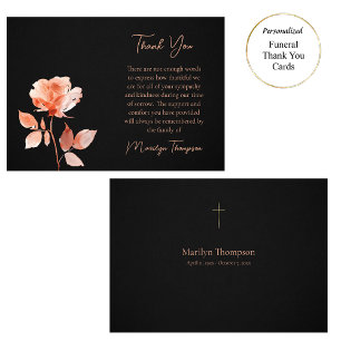 Ethereal Peach Flower Catholic Funeral             Thank You Card