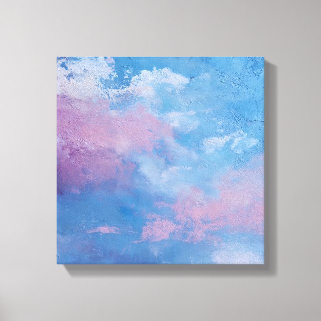 Ethereal Peach Teal Textured Abstract Canvas (Front)
