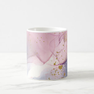 Ethereal Periwinkle Pink & Gold Inky Fantasy Glam Coffee Mug