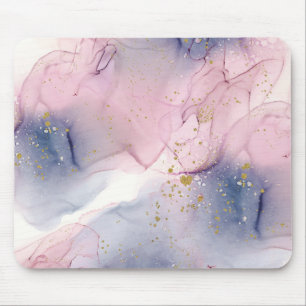 Ethereal Periwinkle Pink & Gold Inky Fantasy Glam Mouse Mat