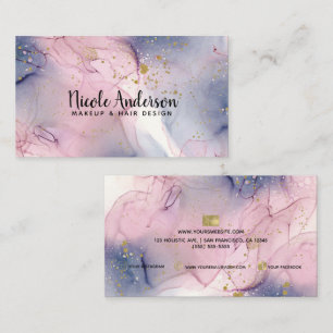 Ethereal Periwinkle Pink Gold Inky Fantasy Makeup Business Card