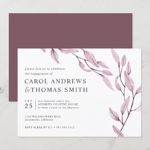 Ethereal Pink   Chic Botanical Engagement Party Invitation