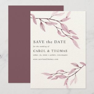 Ethereal Pink   chic VERTICAL save the date Invitation