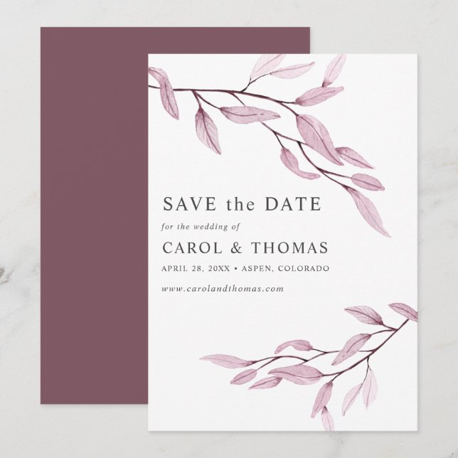 Ethereal Pink | chic VERTICAL save the date Invitation (Front/Back)