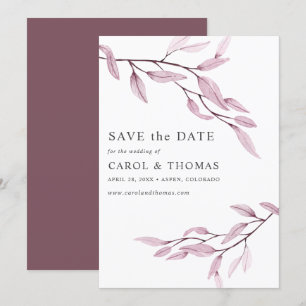 Ethereal Pink chic VERTICAL save the date Invitation