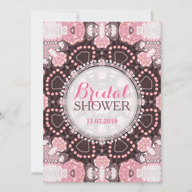 Ethereal Pink Geometric Mandala Boho Bridal Shower Invitation (Front)