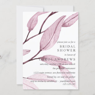Ethereal Pink Leafy Bridal Shower Wedding Invitation