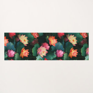 Ethereal Pink Lotus Flowers, Art Nouveau Inspired Yoga Mat