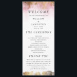 Ethereal Pink Watercolor and Gold Wedding Ceremony Programme<br><div class="desc">Elegant and ethereal wedding program featuring blush pink watercolor painting with faux gold glitter. The program lists the ceremony program,  thank you message,  and the wedding party members.</div>