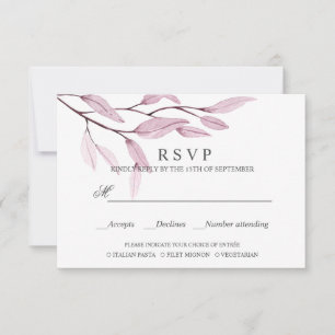 Ethereal Pink WEDDING RSVP MEAL CHOICE Card