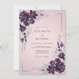 Ethereal Plum Painted Petal Wedding Invitation