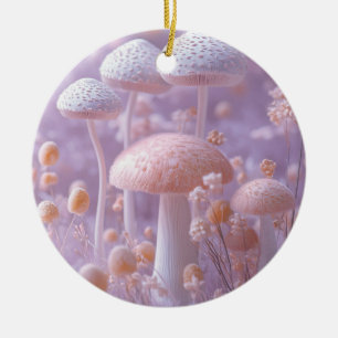 Ethereal Plush Mushroom Garden,Soft Pastel Fantasy Ceramic Tree Decoration