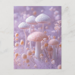 Ethereal Plush Mushroom Garden,Soft Pastel Fantasy Postcard