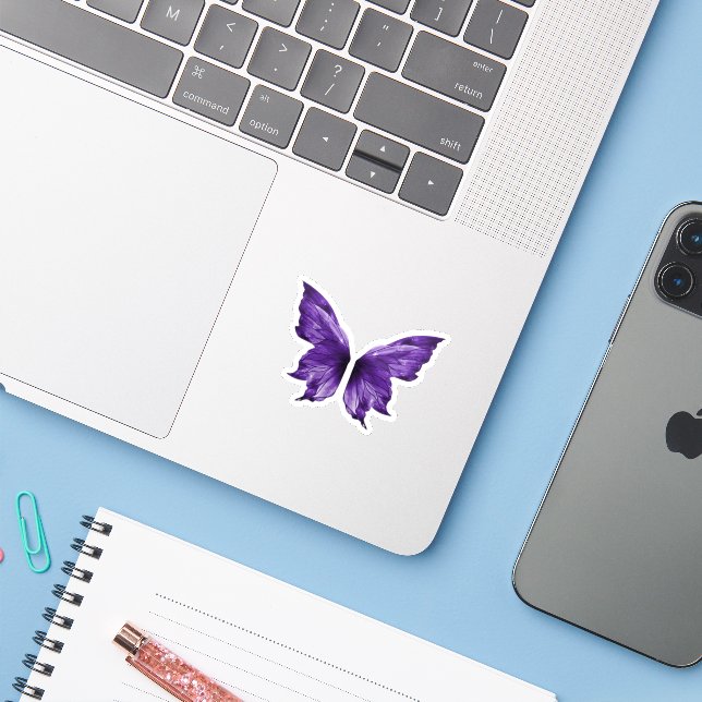 Ethereal Purple Butterfly Aesthetic Die-Cut  (Laptop w/ iPhone)