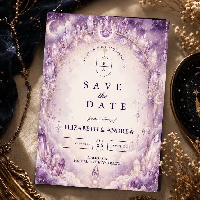 Ethereal Purple Celestial Wedding Save The Date (Creator Uploaded)