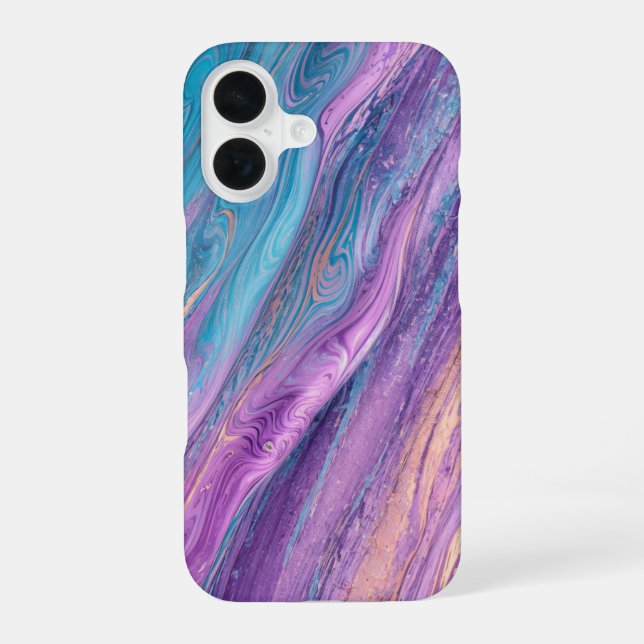 Ethereal Purple & Turquoise Marble Art Phone Case (Back)