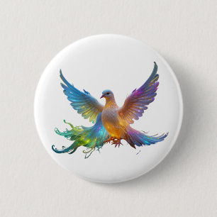 Ethereal Rainbow Dove - Symbol of Peace & Light 6 Cm Round Badge