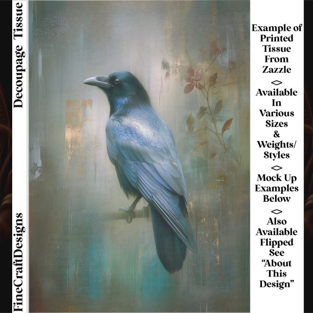 Ethereal Raven, Textured Background EQ8L Decoupage Tissue Paper (Creator Uploaded)
