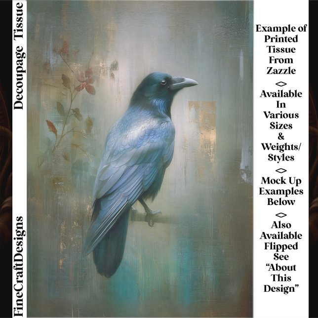 Ethereal Raven, Textured Background EQ8R Decoupage Tissue Paper (Creator Uploaded)