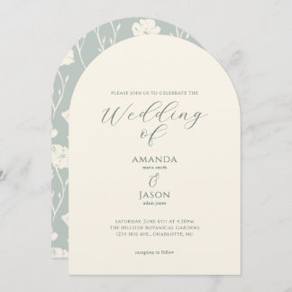 Ethereal romantic modern floral wedding invitation