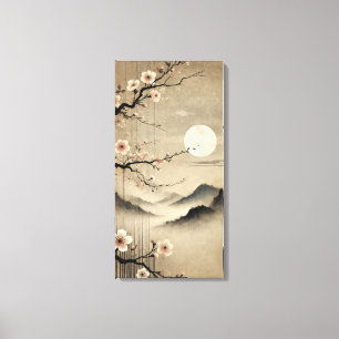 Ethereal Sakura Moon - Wabi-Sabi Japanese Art Canvas Print