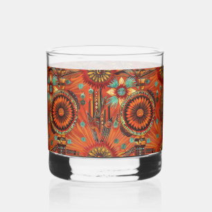 Ethereal Sapphire "Aztec Dream" 12oz Printed Rocks Whiskey Glass