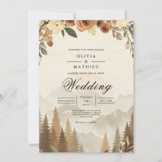 Ethereal Sepia Blossom Wedding Invitation