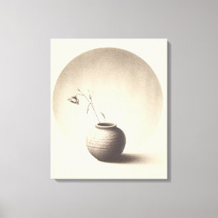 Ethereal Sepia Still Life - Dried Flower in Vase Canvas Print
