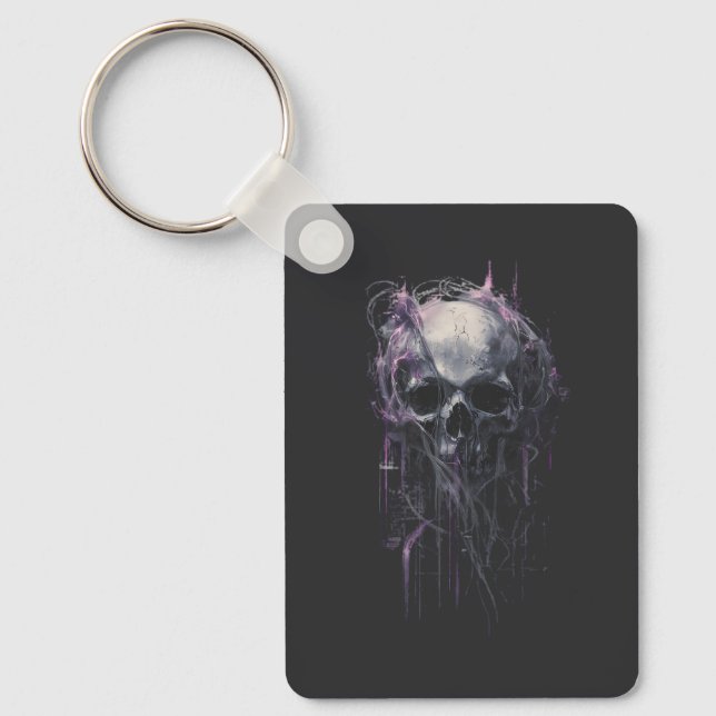 Ethereal Skull Abstract Grunge Dark Art T-Shirt Key Ring (Front)