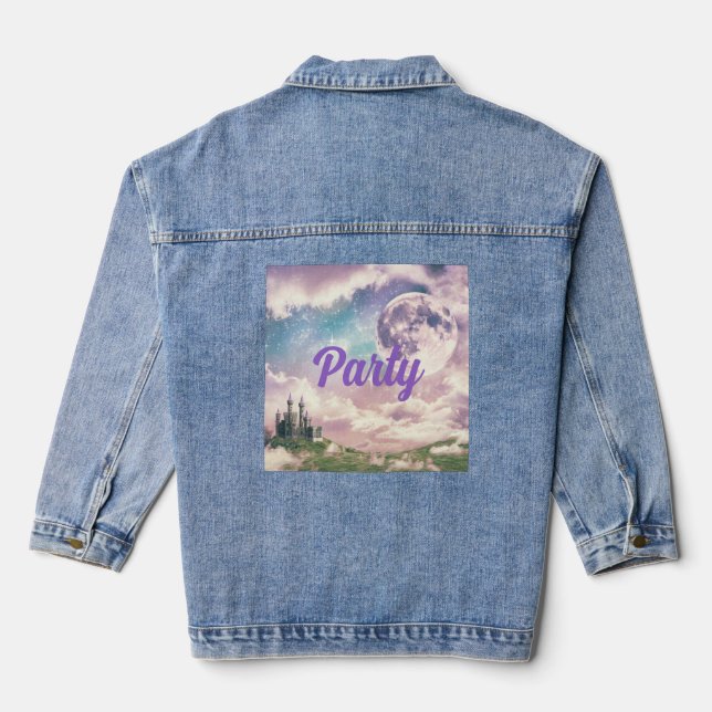 Ethereal Sky Castle Party   Denim Jacket (Back)