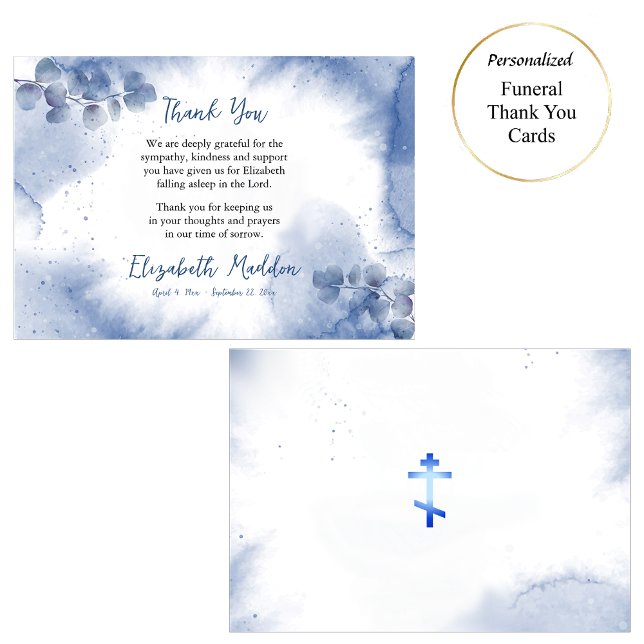 Ethereal Soft Blue Eucalyptus Funeral Thank You Card (Creator Uploaded)