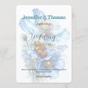 Ethereal Soft Light Blue Floral Garden Wedding Invitation