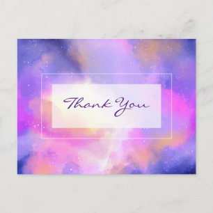 Ethereal Space Design in Purple and Pink Thank You Postcard