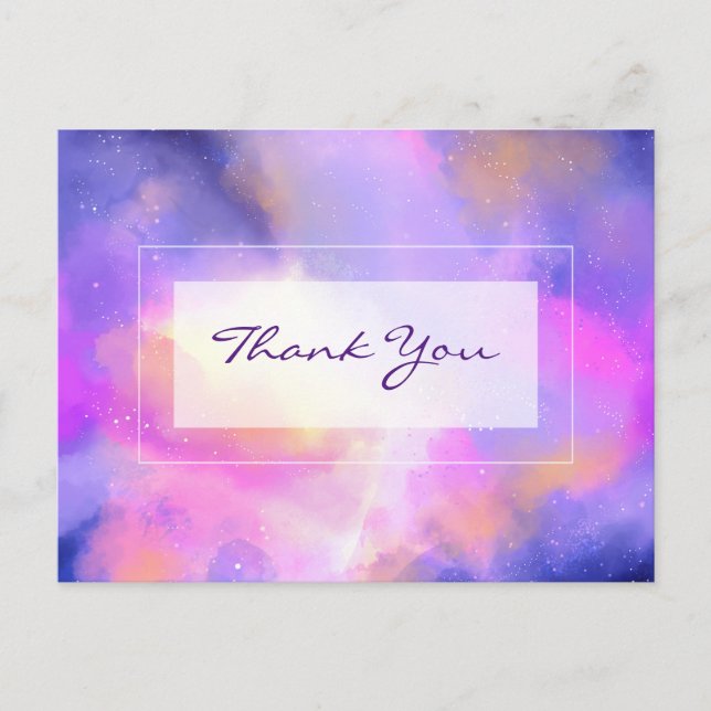 Ethereal Space Design in Purple and Pink Thank You Postcard (Front)