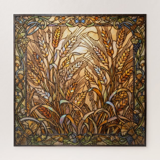 Ethereal Stained Glass Wheat Stalks Puzzle (Vertical)