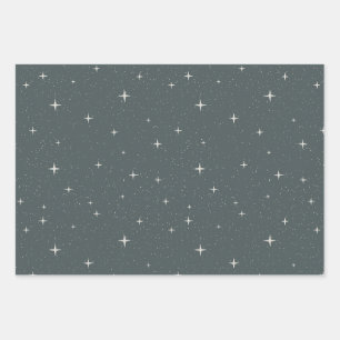 Ethereal Starry Night Celestial Teal Sky Wrapping Paper Sheet
