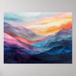 Ethereal Strata: A Multi-Layered Abstract Landscap Poster
