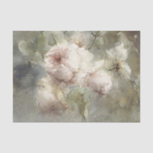 Ethereal, Stunning Pink and White Roses Painting Tissue Paper