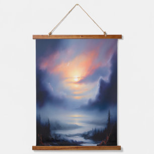 Ethereal Sunrise Over Misty Mountains Landscape Hanging Tapestry