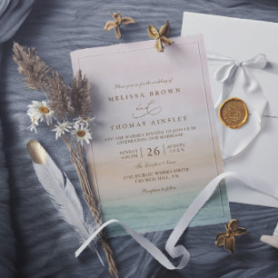 Ethereal Sunset Rustic Elegant Modern Chic Wedding Invitation