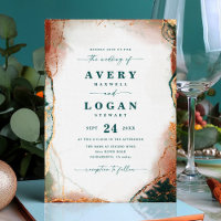 Ethereal Teal & Copper Magnetic Wedding Invitation