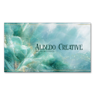 Ethereal Teal Gold Abstract Floral Modern Magnetic Business Card